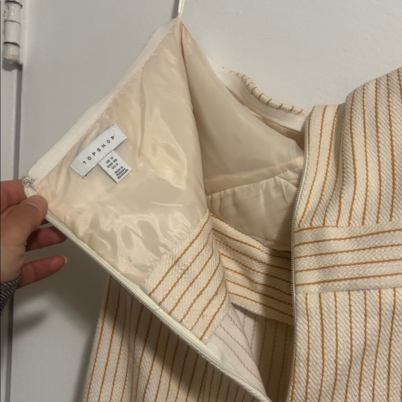 1 Topshop Cream Pinstripe Strapless Jumpsuit - Picture 7 of 7